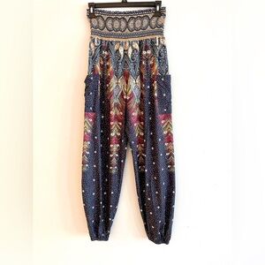 Bohemian High-Waist Patterned Pants